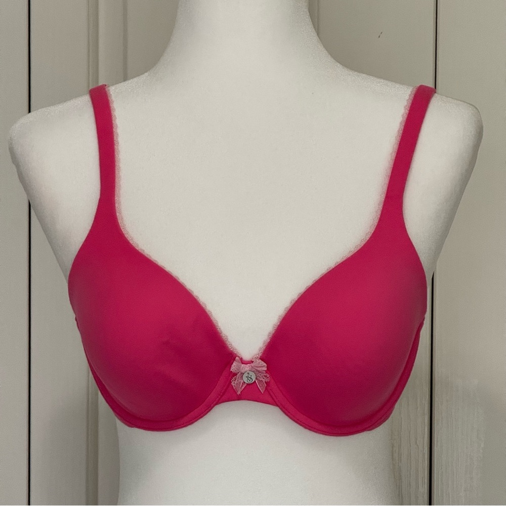 Victoria’s Secret Lined Perfect Coverage Bra 34C Hot Pink Underwire